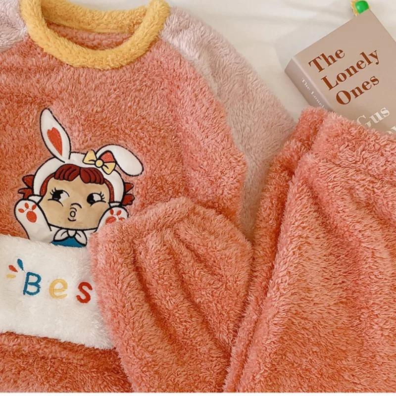 Variety Style Ladies Pajama Sets Embroidery Exquisite Cute Cartoon Home Kit For Students Thicken Autumn And Winter Keep Warm