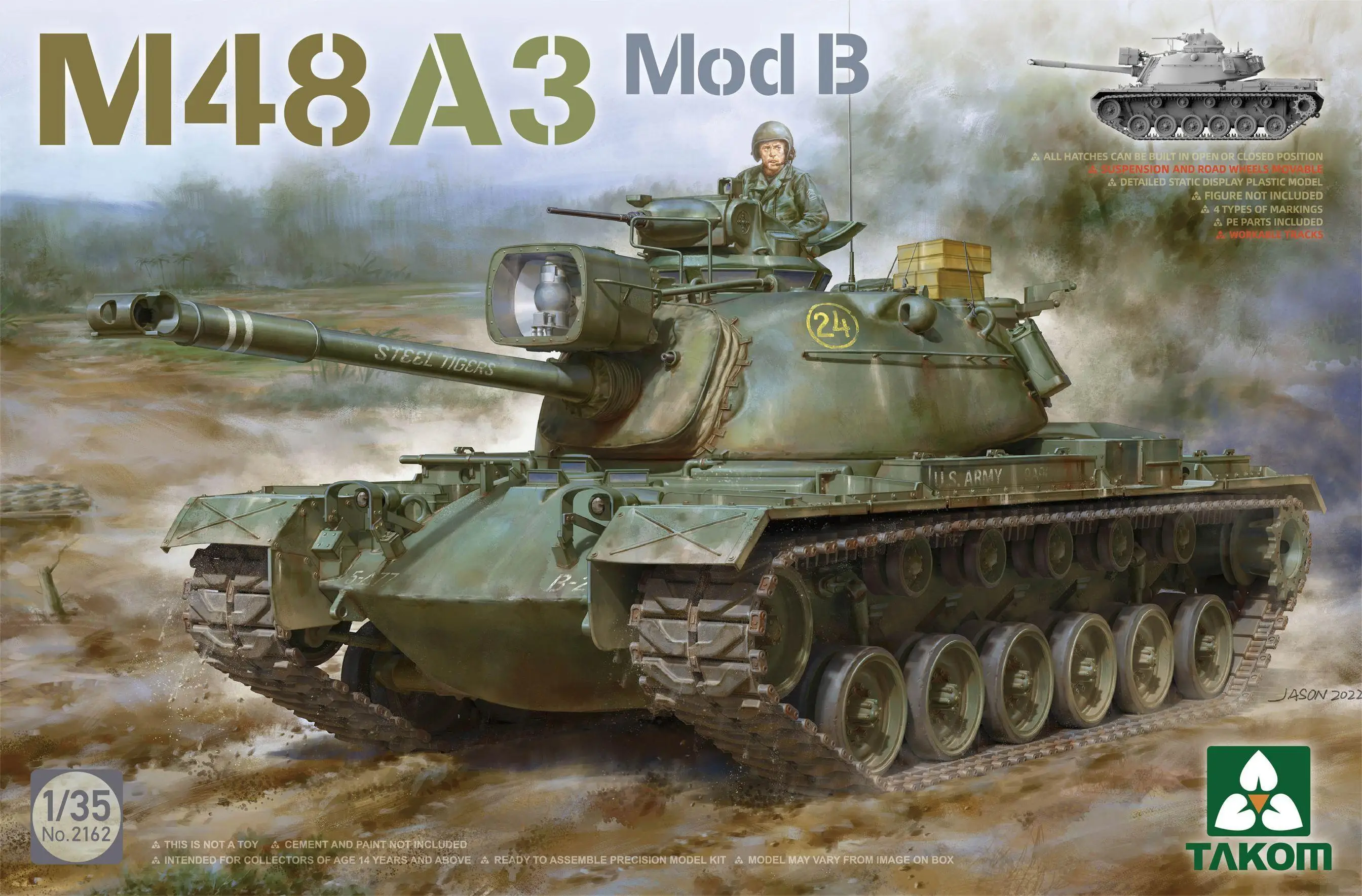 Сборная модель бака TAKOM 2162 1/35 scale M48A3 Mod B