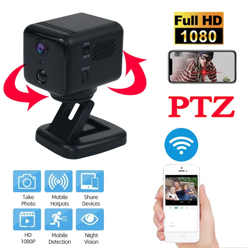 

Human Auto Tracking Mini 1080P Camera IP Camera Wifi PTZ Control Rotation Surveillance Security Camera 8 Hours Recording
