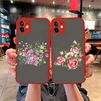 yndfcnb color flower rose phone case for iphone x xr xs 7 8 plus 11 12 13 pro max 13mini translucent matte case