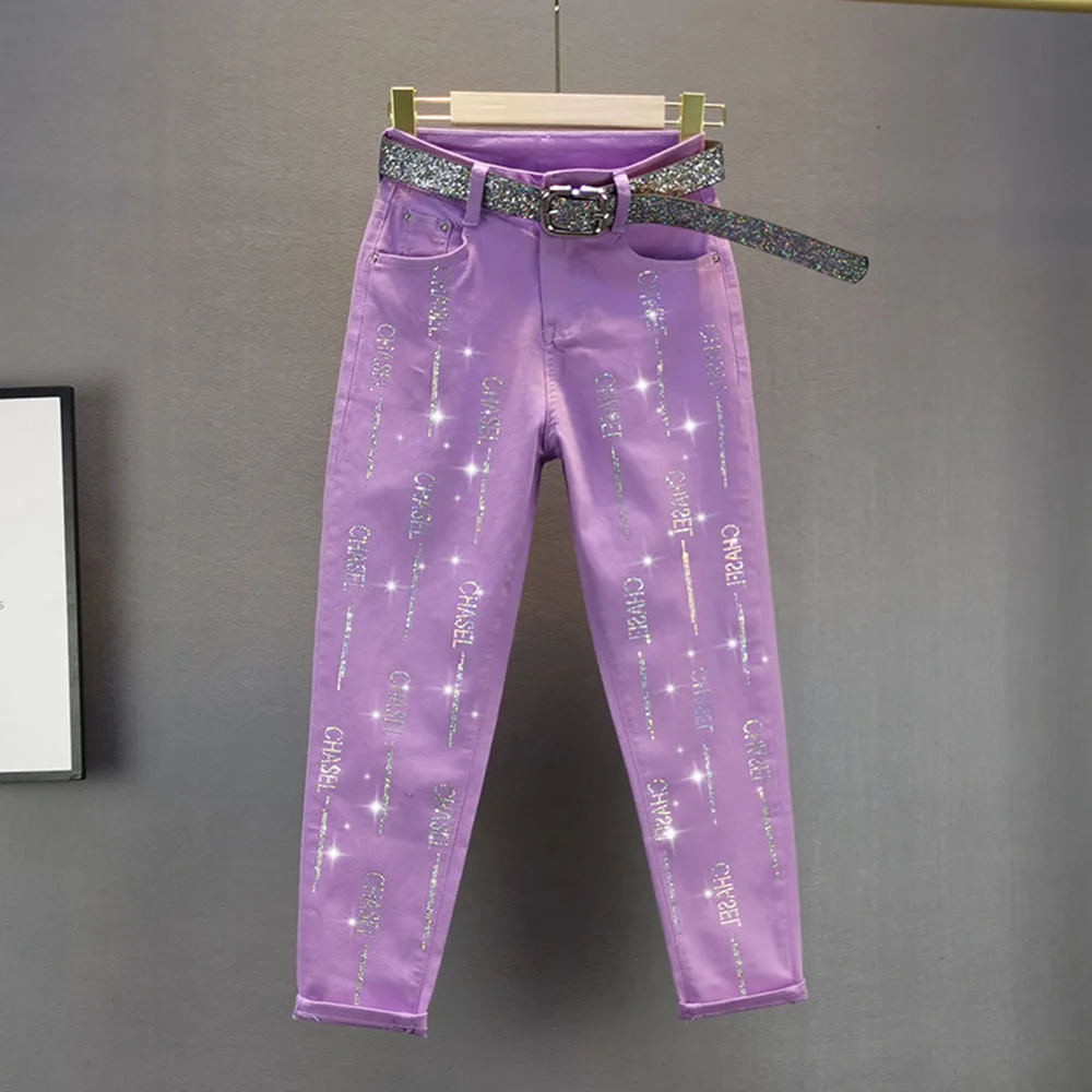 Джинсы женские с завышенной талией Модные свободные Стрейчевые брюки-карандаш