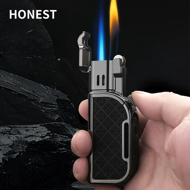 HONEST двойная огненная бутановая газовая зажигалка классический шлифовальный