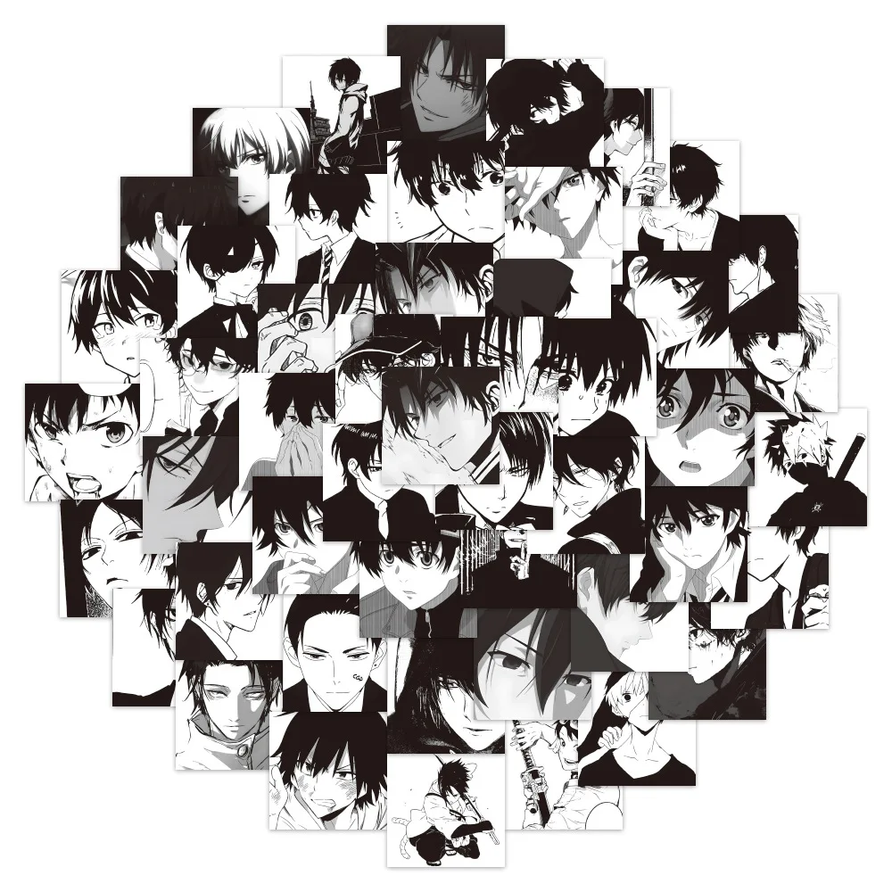 

10/60 шт. черно-белые аниме стикеры s эстетические водонепроницаемые наклейки для ноутбука наборы наклеек детские игрушки стикеры s 2022