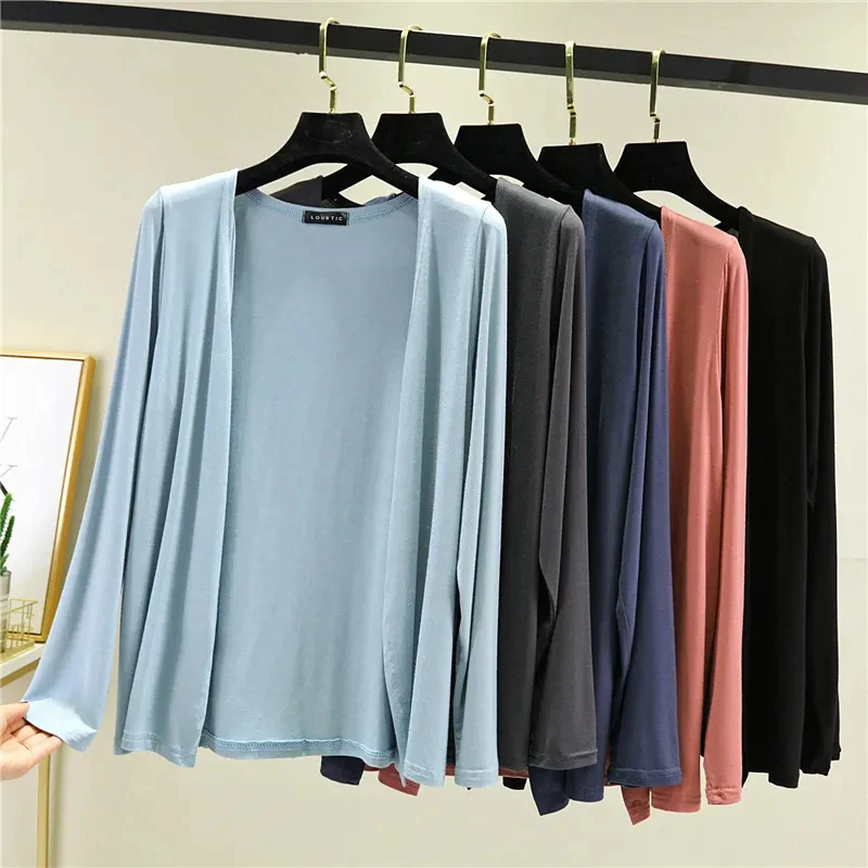 Женский Вязаный Кардиган Rimocy Однотонный С Длинным Рукавом Повседневный