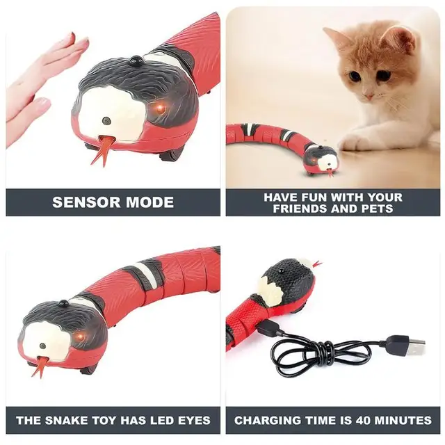 Automatic Cat Toys Eletronic Snake Interactive Toys Smart Sensing Snake Tease Toys For Cats Dogs Pet Kitten Toys Pet Accessories 5