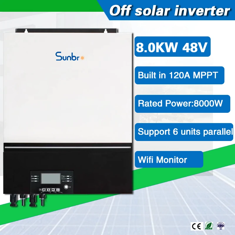 

8KW 48VDC Off Grid Hybrid встроенный 120A MPPT Солнечный контроллер чистая Синусоидальная волна солнечный инвертор выход 220V параллельная функция LCD