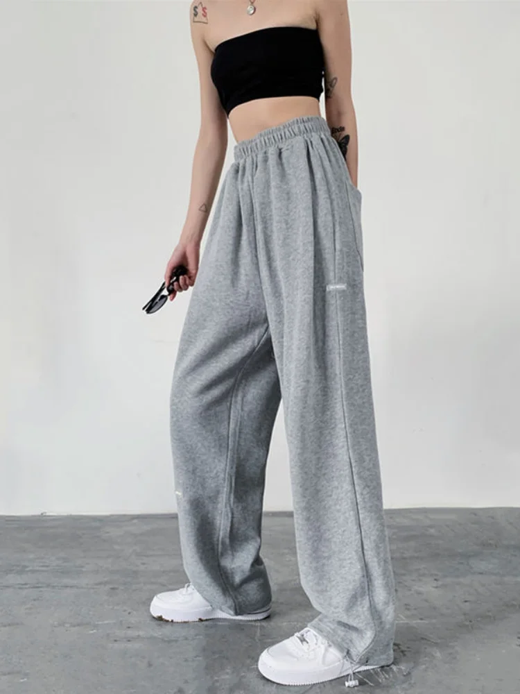

2023 Gray Jogging Sweatpants Women Baggy Korean Fashion Joggers Training Wide Sports Pants Oversize Trousers Female Palazzo