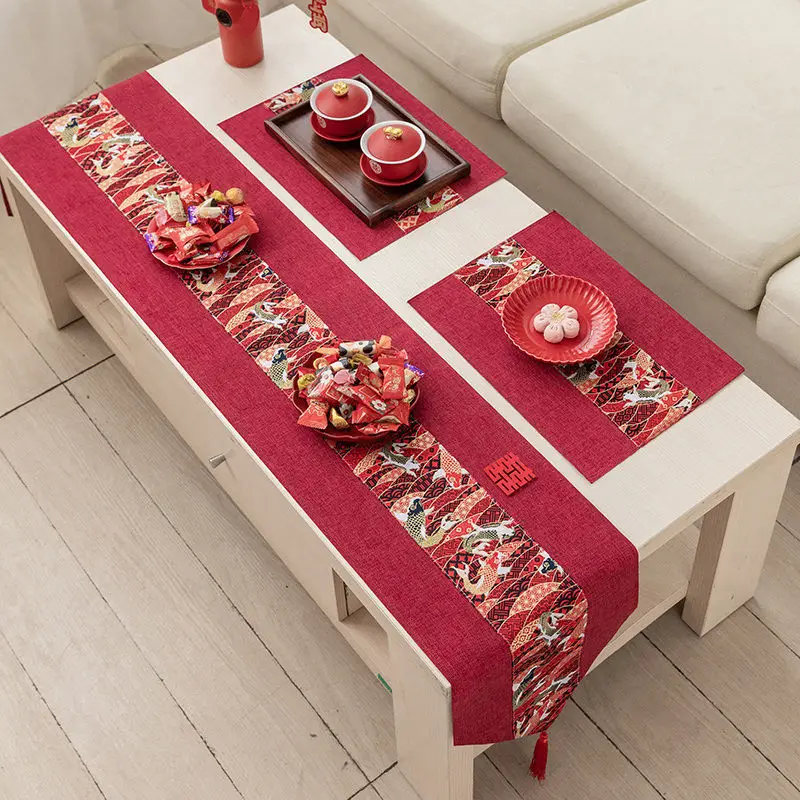 

Свадебный настольный флаг, скатерть, чайный столик, праздник, новый китайский ТВ-шкаф, Свадебный чайный коврик, хлопок и конопля, классический Str