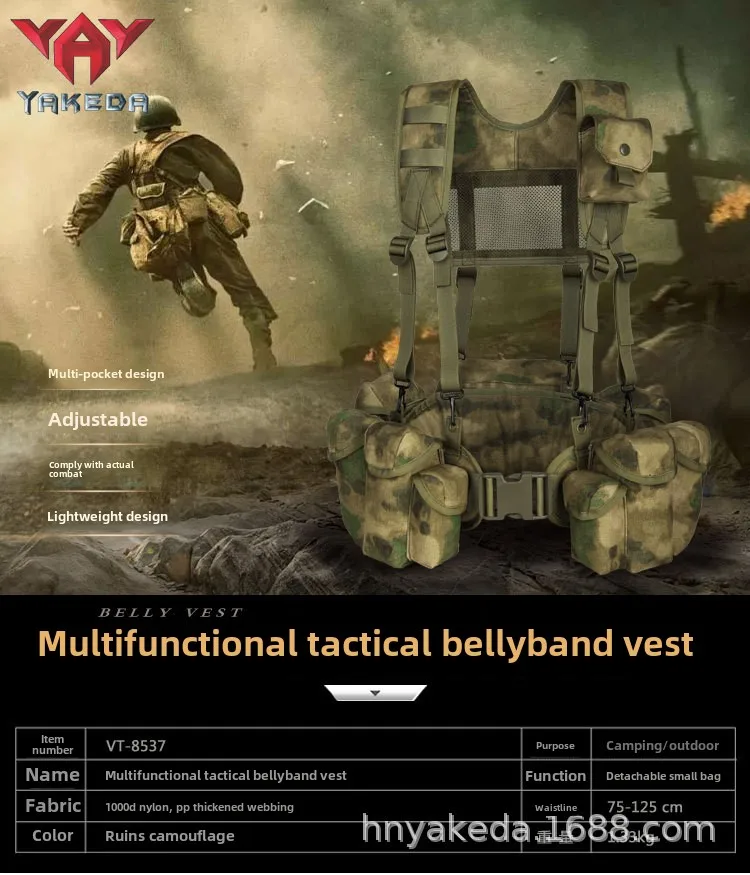 Фото Yakoda MOLLE System 1000D нейлоновый военный жилет с карманом на животе, износостойкий дышащий камуфляжный тактический жилет №1