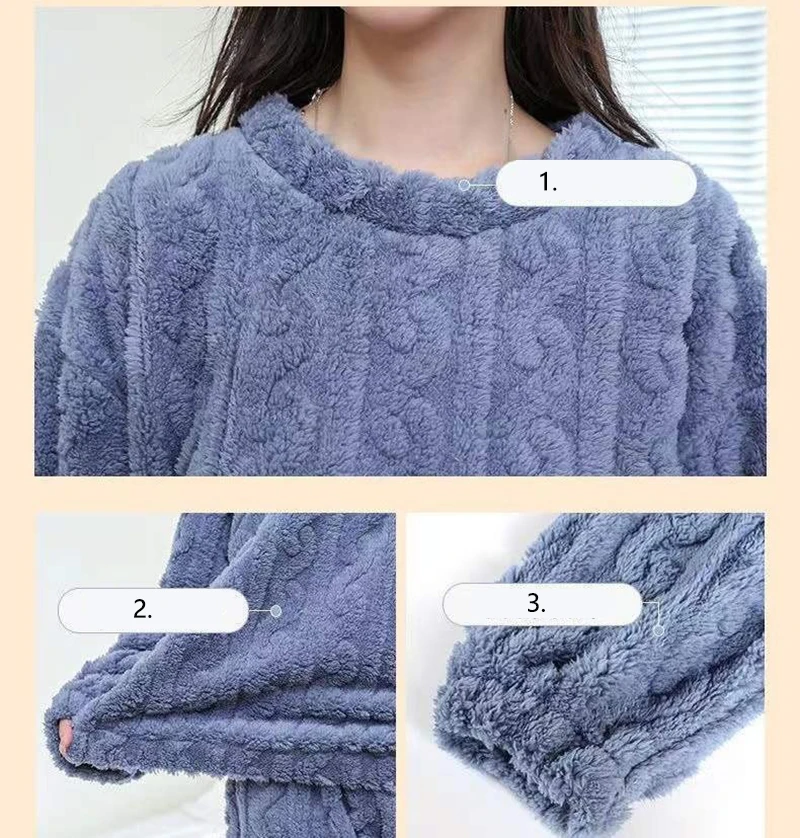 Осенне-зимние теплые фланелевые женские пижамные комплекты из плотного