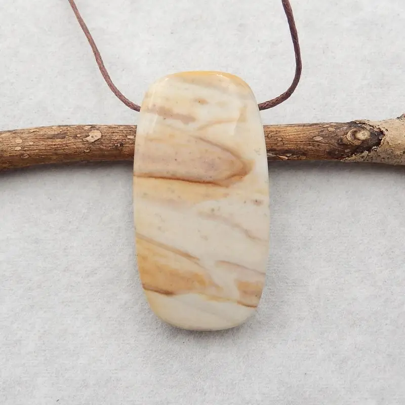 

On Sales Semiprecious Natural Stone Wave Jasper Side Drilled Necklace Pendant Bead 50x26x8mm 25g