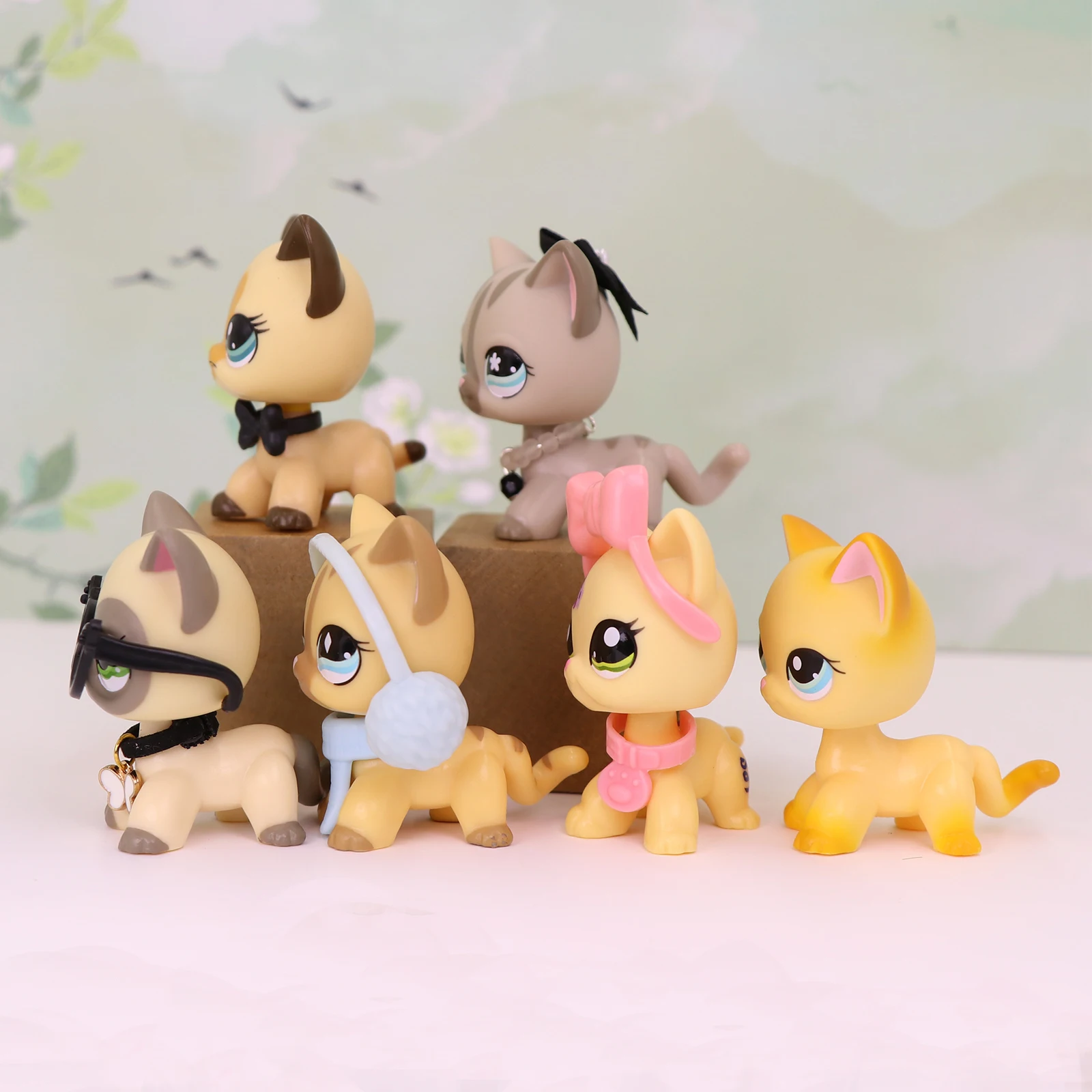 Фото 6 шт. игрушек-бобблхедов Minilpsshop Pet Shop в виде кошек с короткой шерстью # 1116 # 886 # 3573 # 1962 # 468 # 339 Прозрачный соединитель для LPS №3