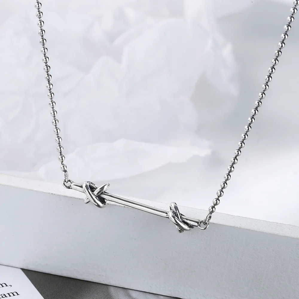 

S925 Silver Original Design Knot Fashion Necklace for Women Vintage Aesthetic Pendant Choker Personalized Gift for Girl Friend