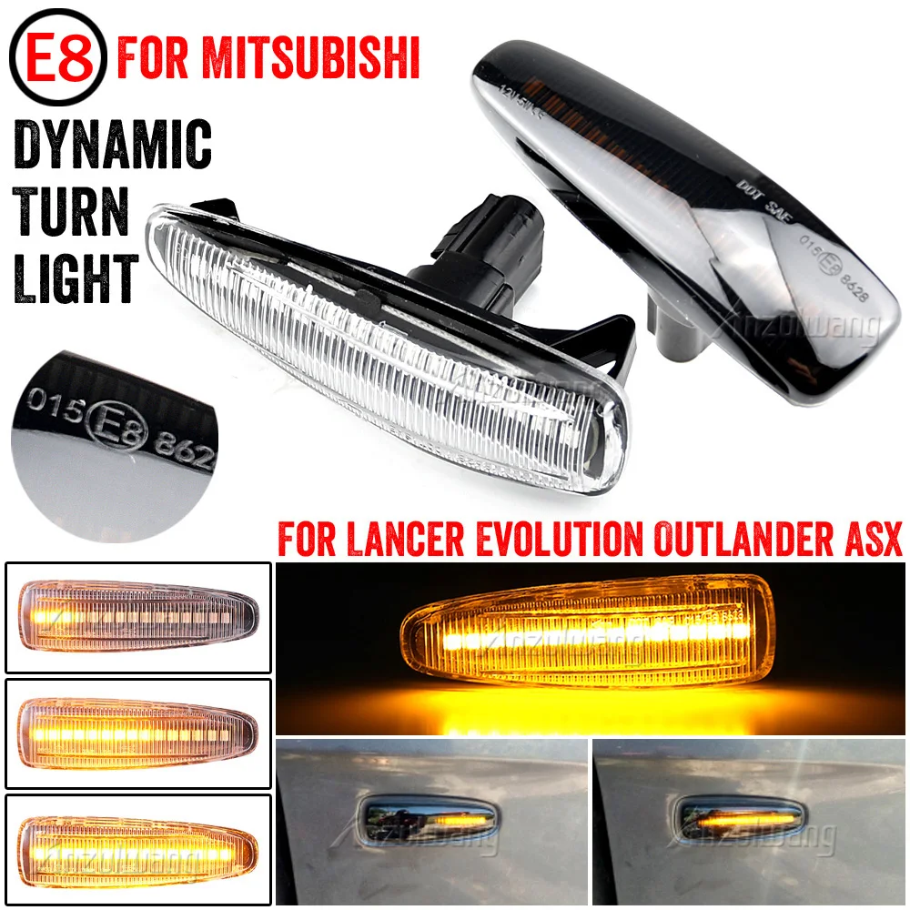 

For Mitsubishi Lancer Evolution Evo X Outlander Sport RVR ASX Mirage 2014+ LED Dynamic Turn Signal Light Side Fender Marker Lamp