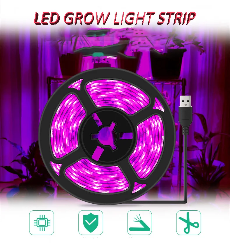 

Plant Grow Strip Light Full Spectrum 0.5M 1M 2M 3M USB Phyto Tape Indoor Seed Growth Waterproof For Greenhouse Hydroponic Plants
