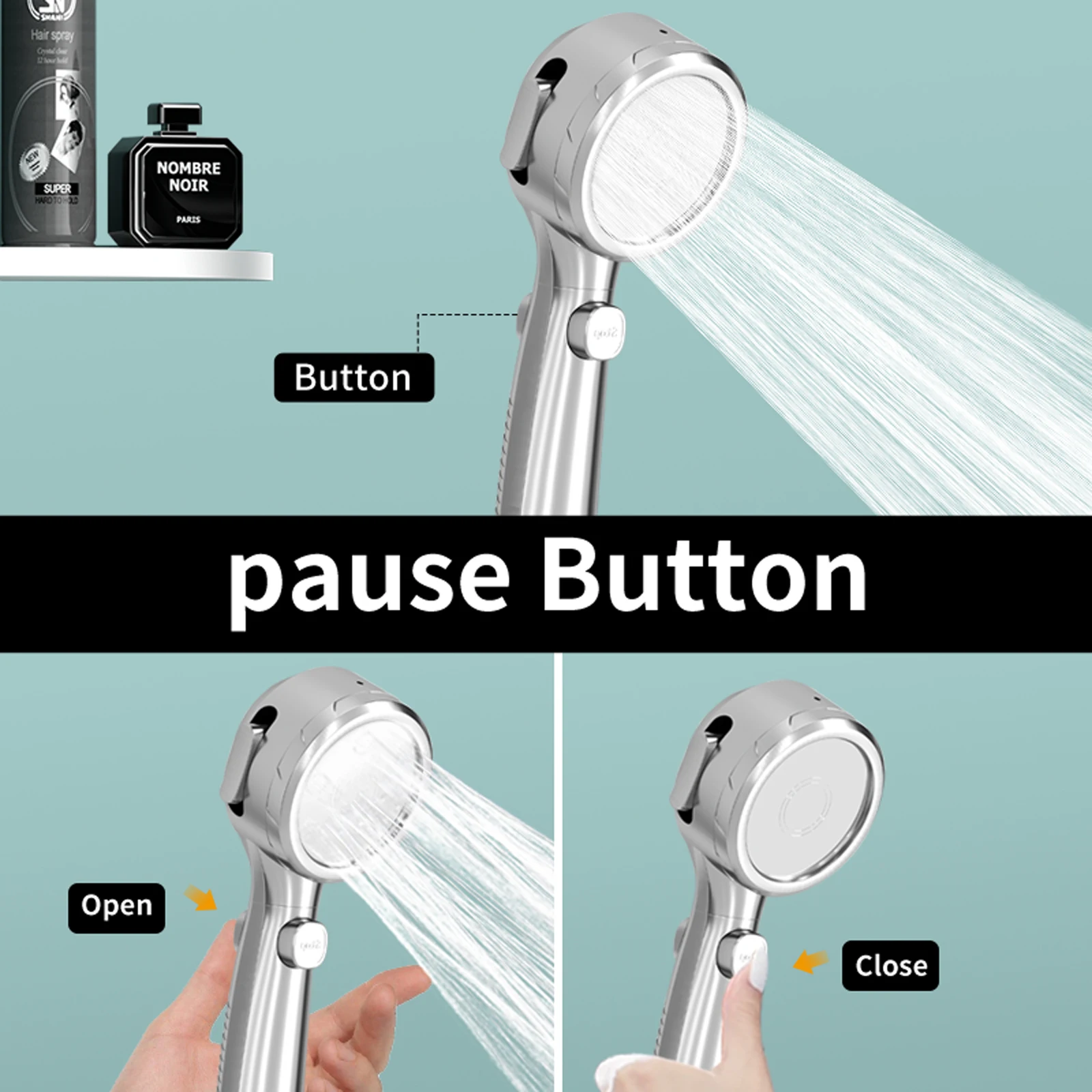 samodra temperature display shower head handheld no charging required bathroom high pressure water saving 4 modes shower head free global shipping