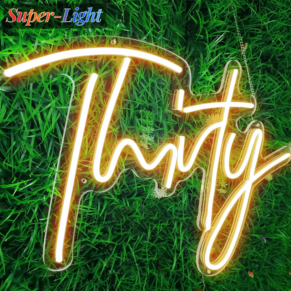 

Hello Thirty Light Sign Personalize Flex LED Neon Signs for Wedding Party Home Decor Customize Neon Sign Bar Store Logo