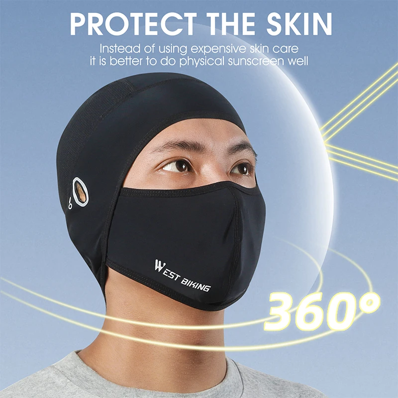 WEST BIKING Summer Cycling Skull Cap Sun Protection Face Cover Anti-UV Headgear MTB Bike Motorcycle Men's Bicycle Helmet Liner