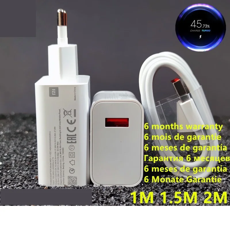 

2022 NEW 33w charger for xiaomi eu Turbo Charge Original type C cable For Xiaomi redmi note 9 pro POCO X3 nfc Mi 10 9 9t pro