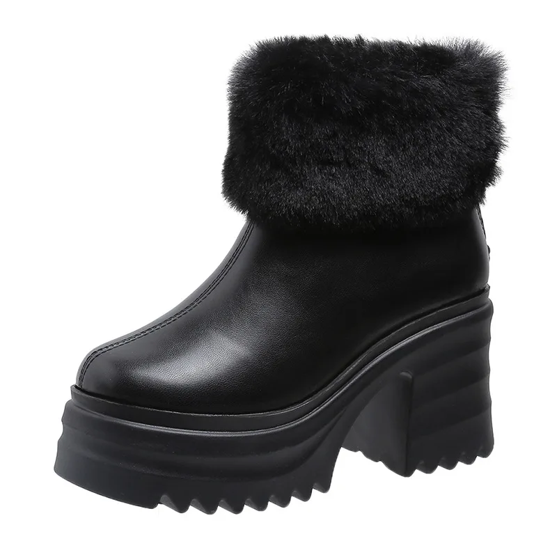 AIYUQI Women Ankle Boots Platform Fashion 2023 Winter New High-heel Women Short Boots Korean Version Eversion Fur Ladies Booties