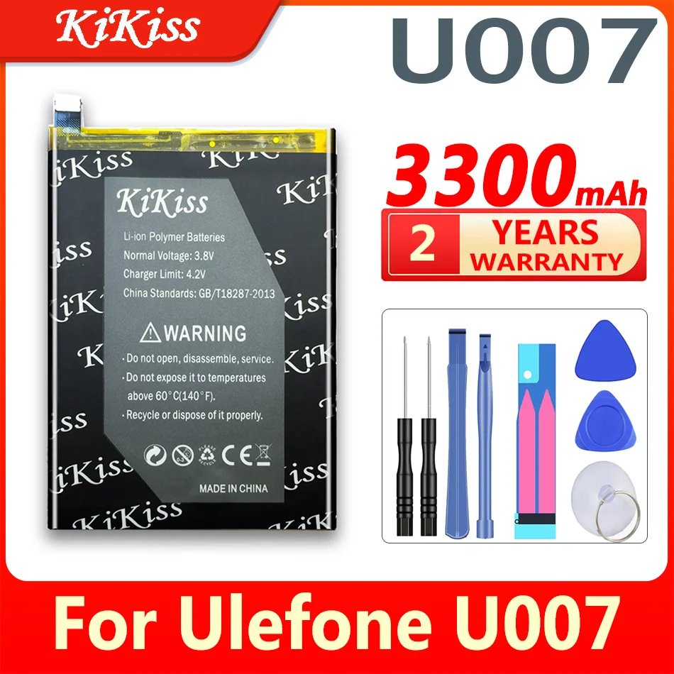

KiKiss 3300mAh Mobile Phone Replacement Battery U007 For Ulefone U007 Smartphone Li-ion Polymer Rechargeable Batteries