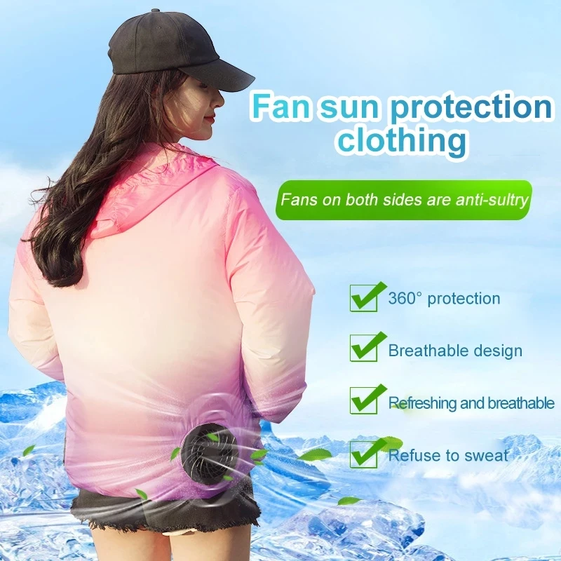 Summer Sport Fan Air Condition Cool Man Woman Travel Ultralight Brand Outdoor Vest Clothes Jacket Sun Windbreaker Fishing
