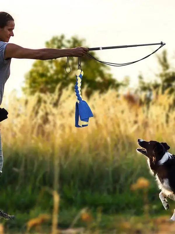 

Dog Flirt Pole With Tug Toy Interactive Teaser Wand For Dogs Tug Of War Toy Extendable Puppy Wand For Medium Large Dogs
