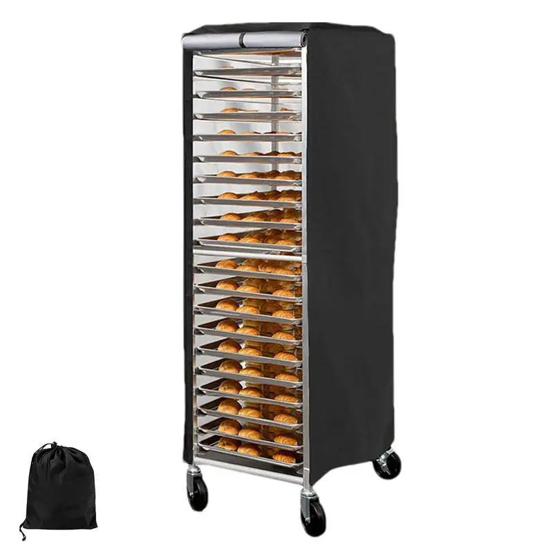 

Bun Rack Cover Baking Pan Rack Cover 2 Zippers 23.2*28.3*64.1in 420D Waterproof Silver Painted Dustproof Oxford Cloth Rack Cover