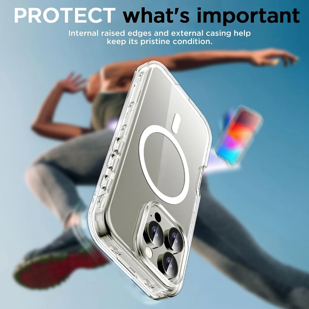 Прозрачный магнитный чехол Bonola Strong для iPhone 16/16 Pro 3M противоударный защитный 16 Max 6 9