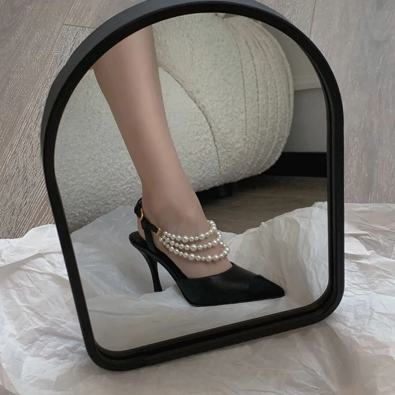 

Star style Luxury Pearls Chains Women Pumps Fashion Mixed Color Slingbacks High heels Elegant Summer Female Wedding Bridal Shoes