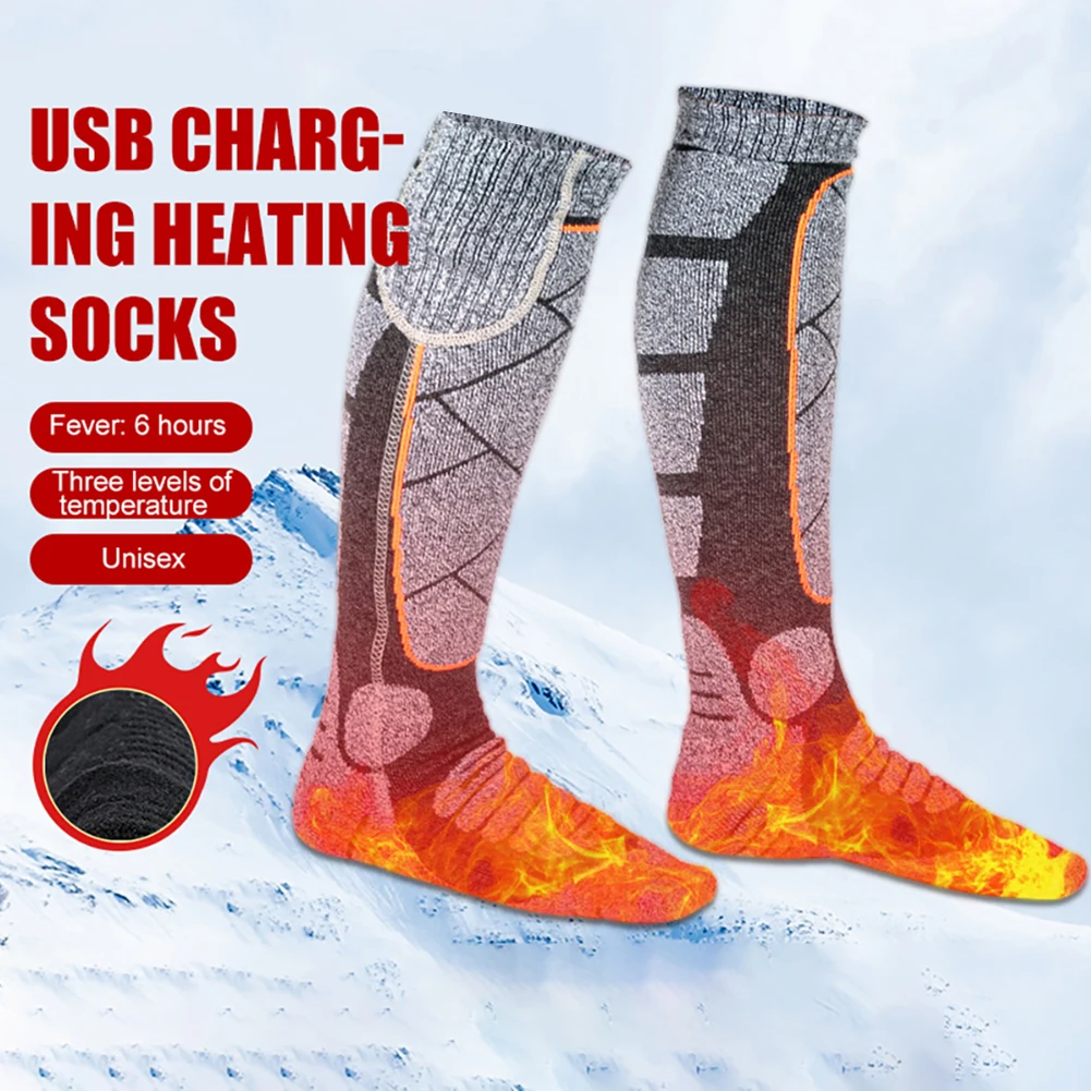 

Unisex Electric Heated Socks 3 Heating Levels Heated Sports Stockings Breathable Fast Heating for Outdoor Camping Hiking