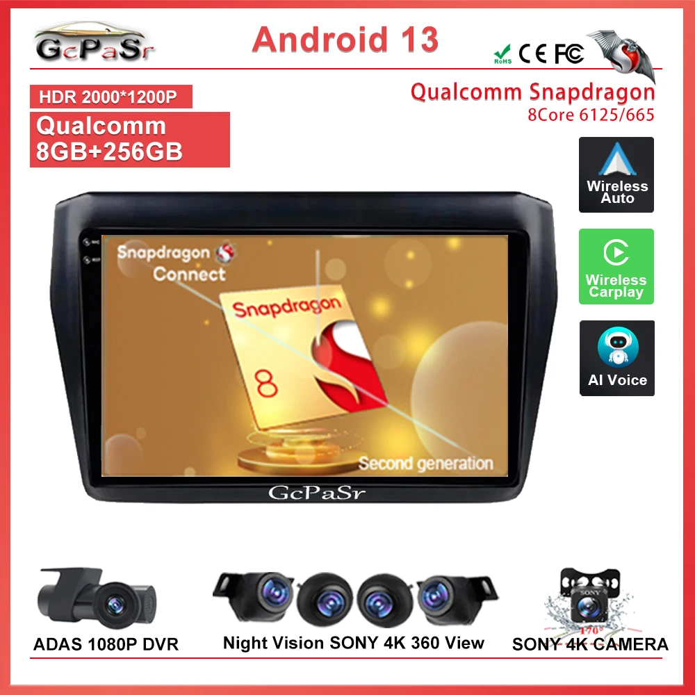

Qualcomm Snapdragon Car Radio Multimedia Video Player For Suzuki Swift 2017 2018 2019 Wireless Android Auto Head Unit Bluetoo