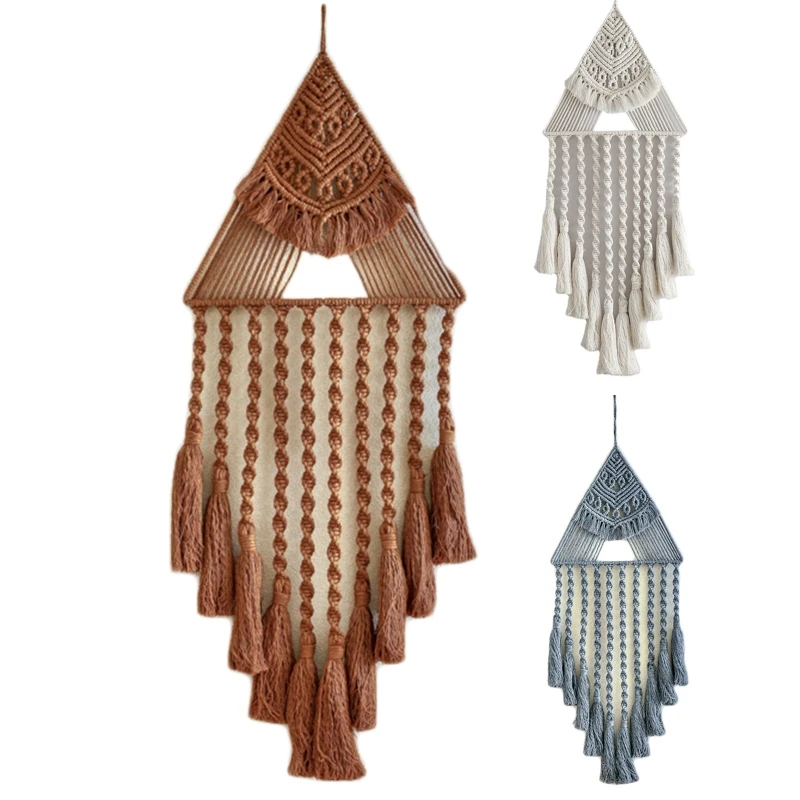 

Треугольный Ловец снов, гобелен, плетеный вручную подвесной кулон в богемном стиле для дома, спальни, гостиной, декоративные принадлежности