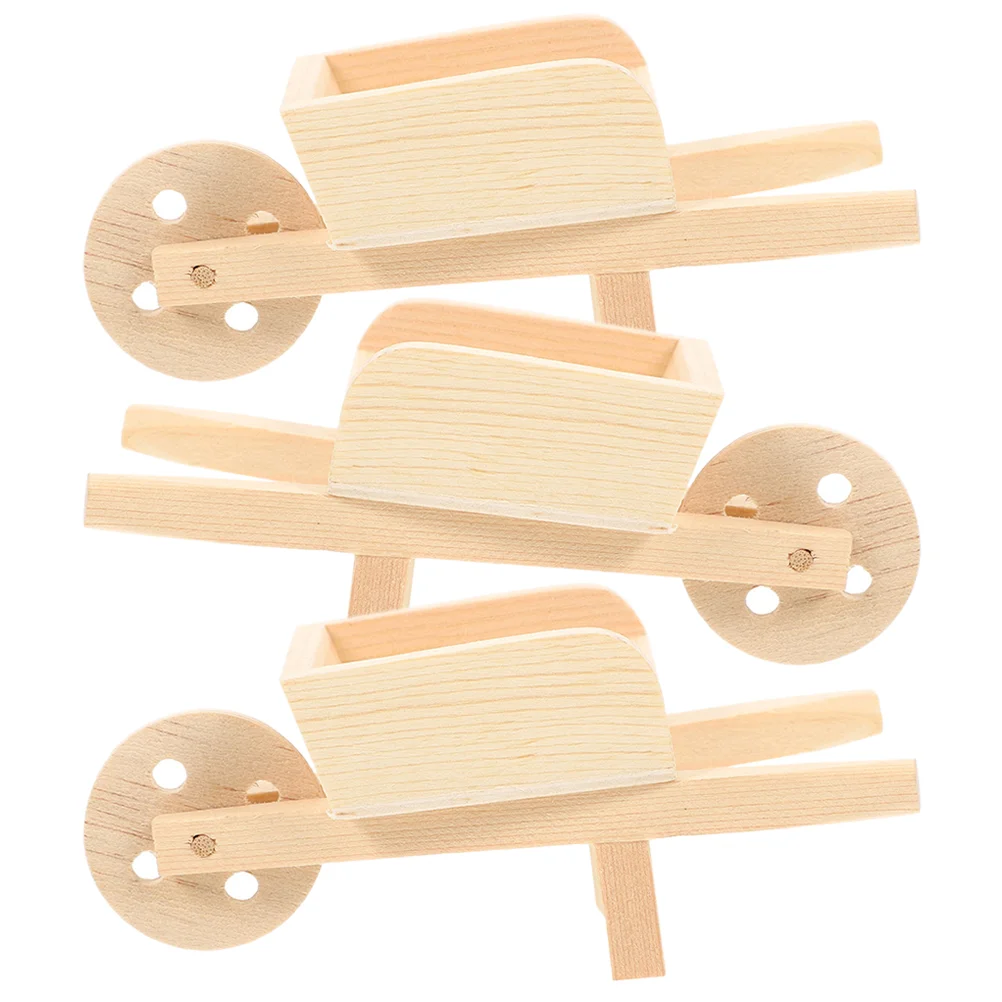 3 шт. миниатюрные деревянные игрушки-коляски