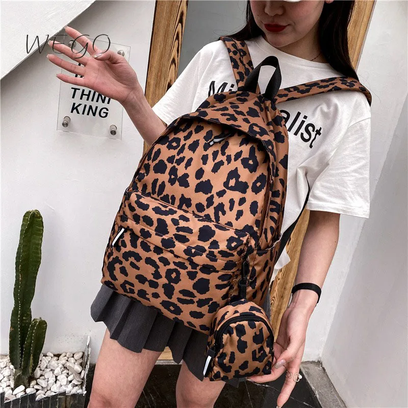 Качественный нейлоновый рюкзак для девочек, сумка на плечо, школьные ранцы для студентов 2021, модный школьный рюкзак с леопардовым принтом д...