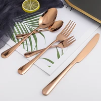 5pcs rose gold mirror stainless steel cutlery high quality tableware set forks knives spoons set dinnerware wedding flatware set