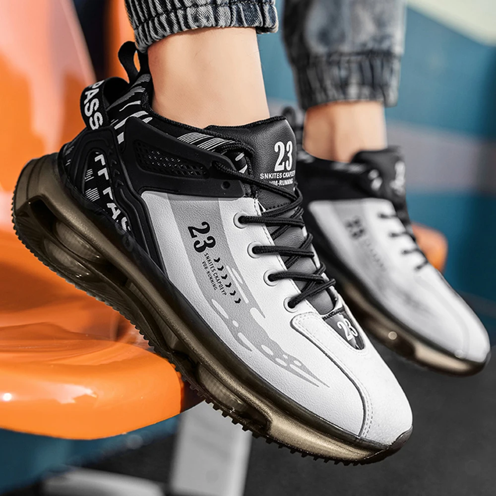 2023 New Men Sneakers Breathable Cushioning Black Basket Footwear Fashion Outdoor Jogging Casual Sports Basketball Shoe