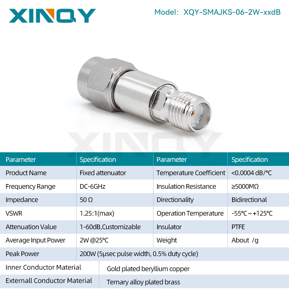 Фото Xinqy 6G 2W RF-аттенюатор 1/2/3/5/6/10/20 дБ SMA, коаксиальная головка с фиксированным уровнем затухания сигнала №3