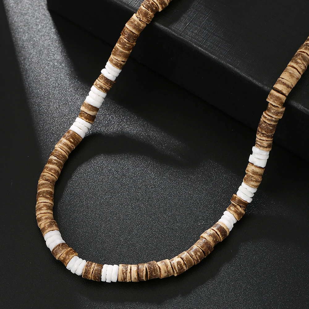 Ожерелье мужское из полимерной глины в этническом богемном стиле