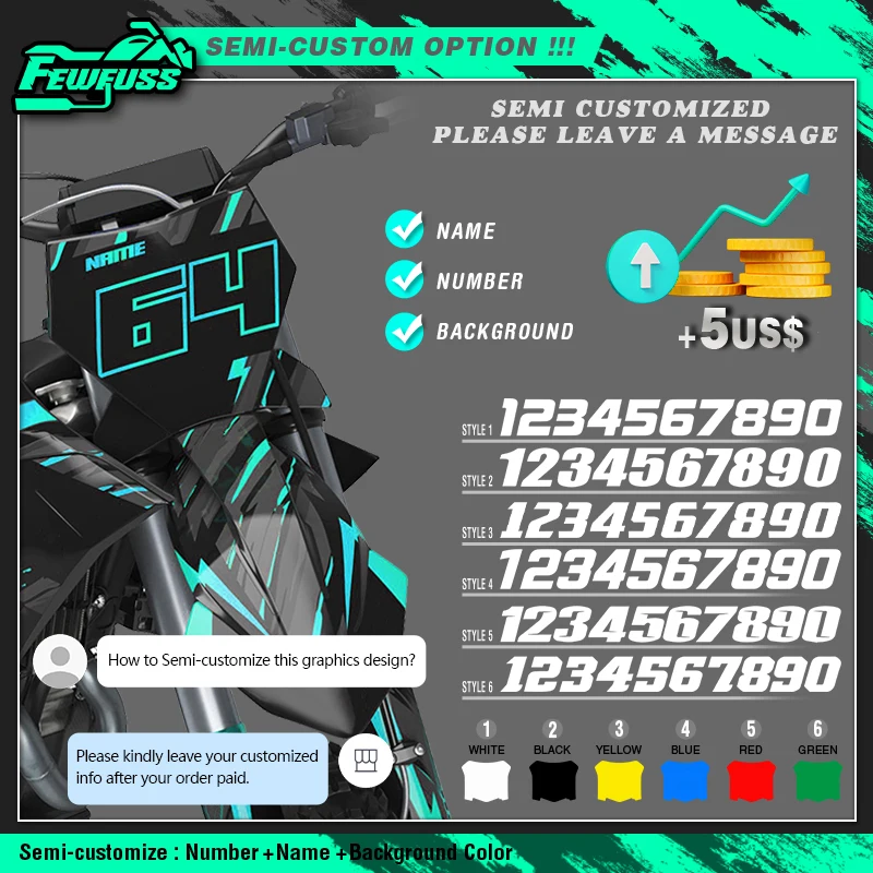Графический фоновый декоративный стикер Fewfuss для YAMAHA 19-23YZ250F 18-22YZ450F 19-23WR450F, голографический хром (art.: 3920db52cf554) - 3920db52cf554