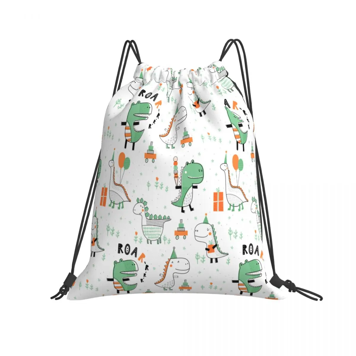 Foldable Gym Bag Cute Cartoon Dinosaurs Fitness Backpack Drawstring Hiking Camping Swimming Sports Bag