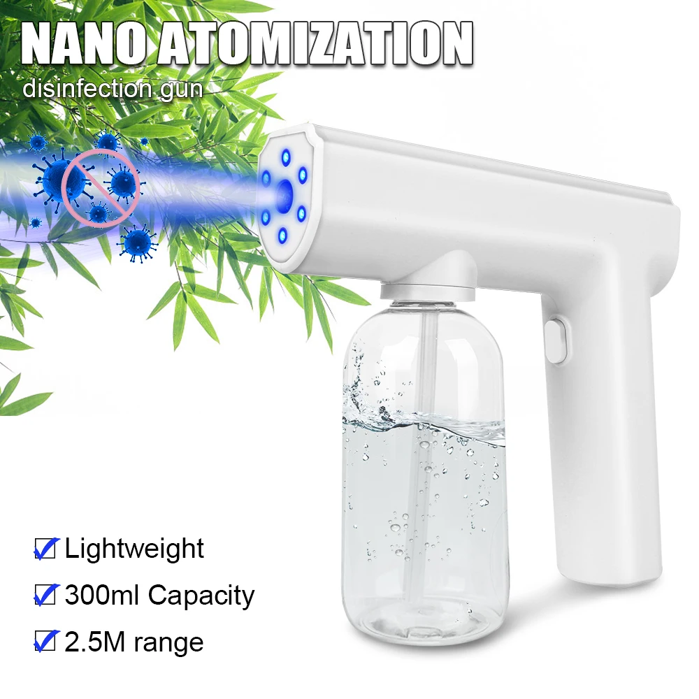 

Portable 300ML for Home Office Blue Light Spray Gun Atomization Disinfection Fog Machine Electric Nano Sterilizer Sprayer