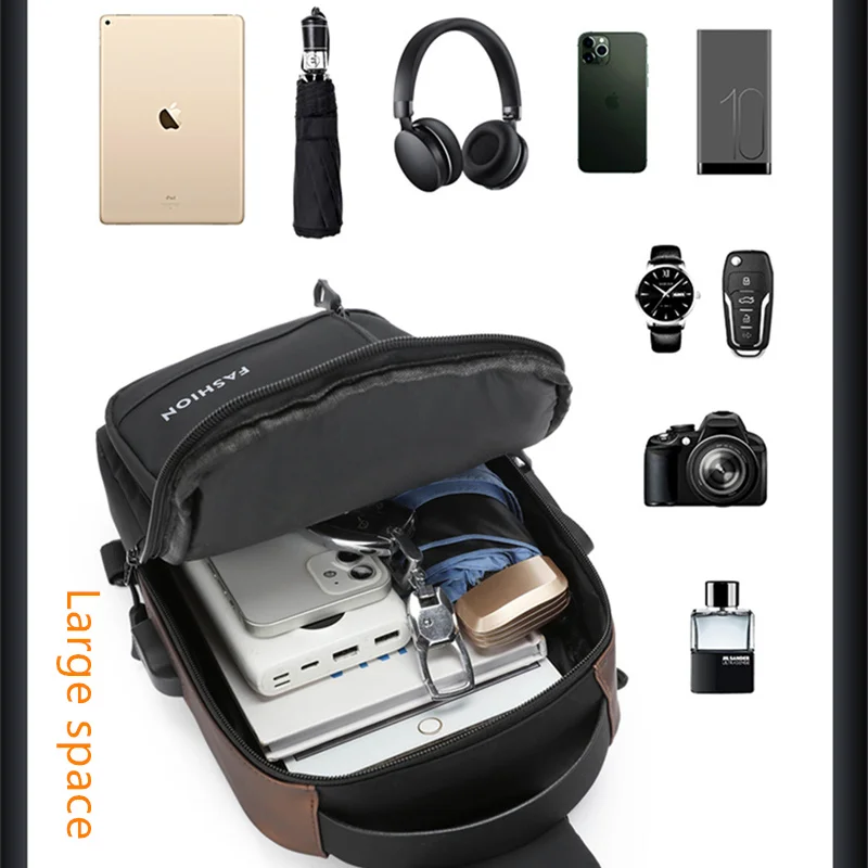 JEEP BULUO Chest Sling Safety Lock Male Anti-theft Fashion Travel Pack Brand High Quality Men USB Crossbody Shoulder Bags