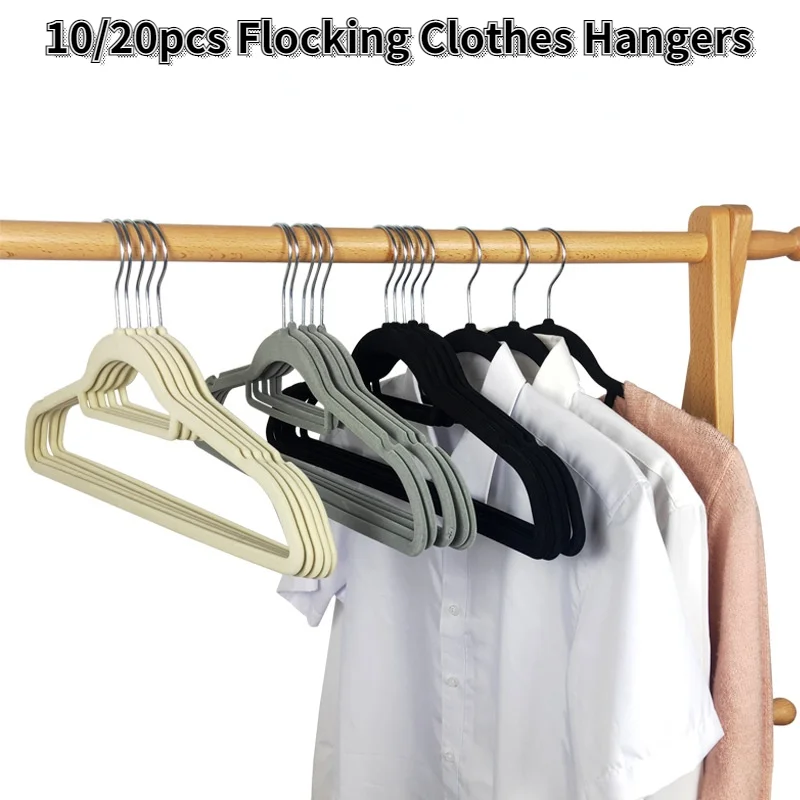 

10pcs/lot Flocking Clothes Hangers Velvet Hangers for Clothes Pants Flock Non Slip 38/42/45cm Magic Closet Wardrobe Oraganizer
