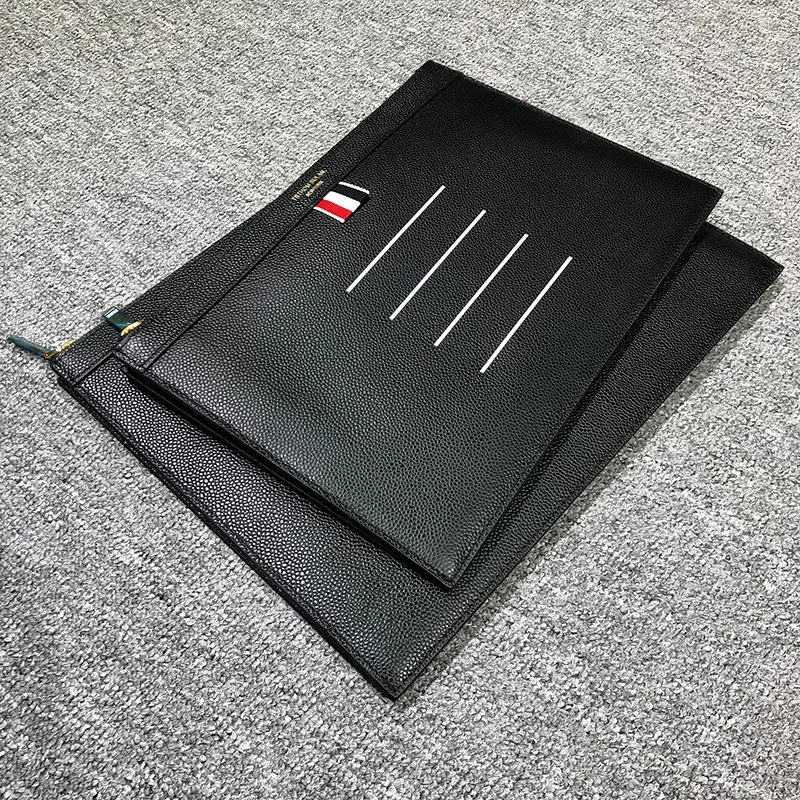 Brand 2023 Fashion TB Briefcase Genuine Leather Messenger Bags Striped Zipper Black Casual Envelope Bag Men Women Hand Bags