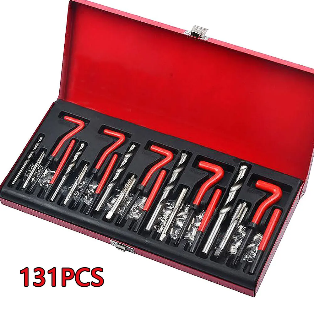 

131Pcs Thread Repair Tool M5 M6 M8 M10 M12 Helicoil Coil Drill Insert Installation Kit Engine Block Restoring Damaged Set