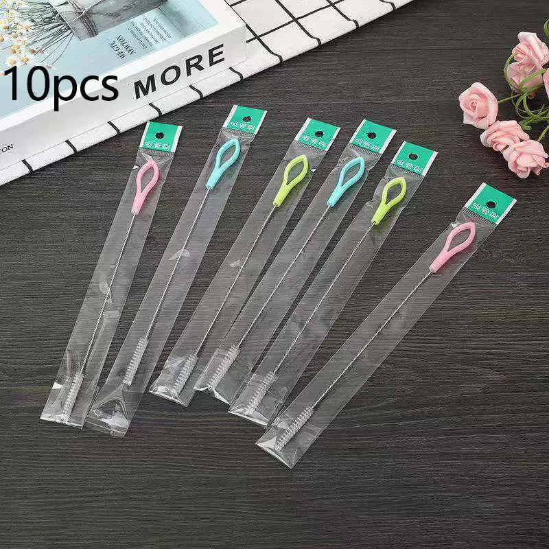 

10Pcs/Set 200mm Stainless Soft Hair Suction Glass Tube Cleaner Brushes Tools Fish Tank Straw Bottle Cleaning Brush 5mm Dia