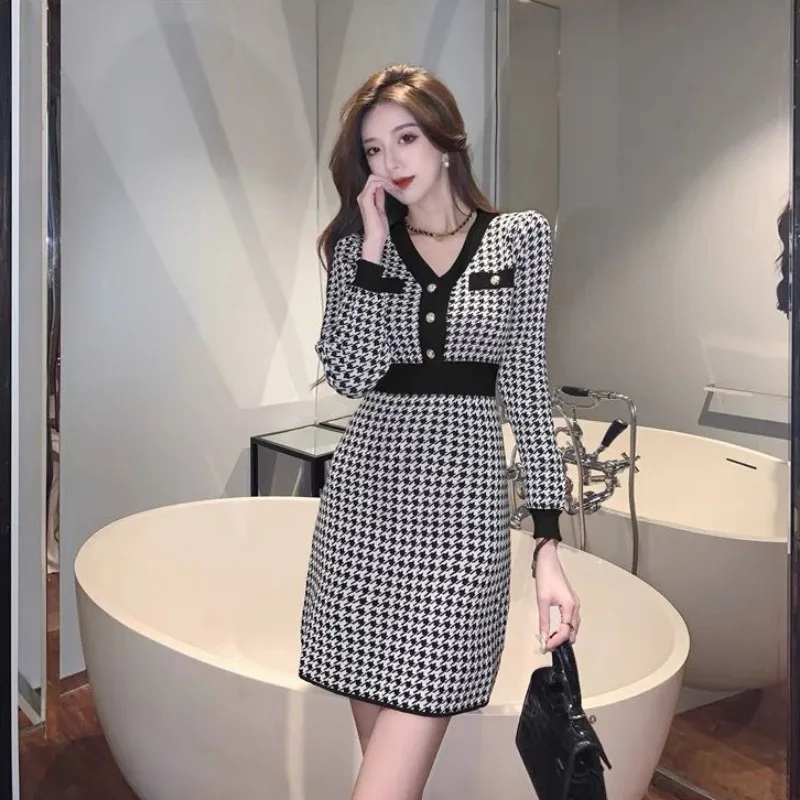 Женское вязаное платье с v-образным вырезом белые женские вязаные крючком платья