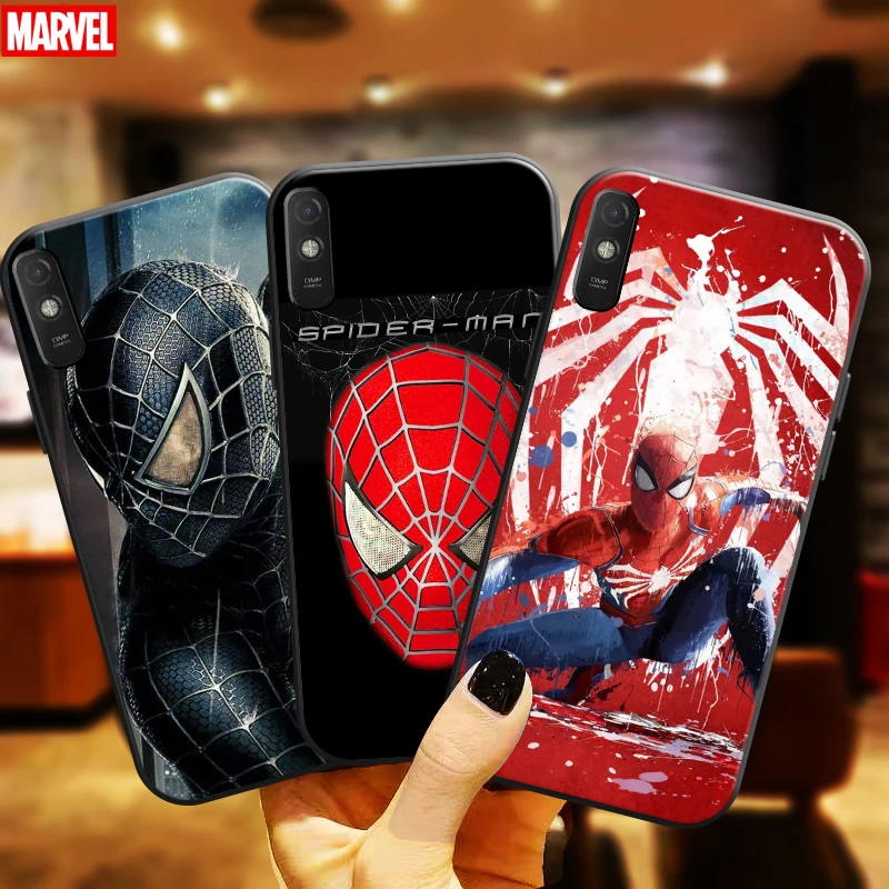 

Marvel Spiderman Phone Case For Xiaomi Redmi 9A 9AT Back Carcasa Silicone Cover Funda Soft Liquid Silicon