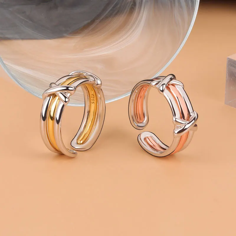 

Кольцо в стиле ретро серебряного цвета, минималистичное трехслойное кольцо с крестом, модное, Гламурное, банкетное, стандартное для девушки